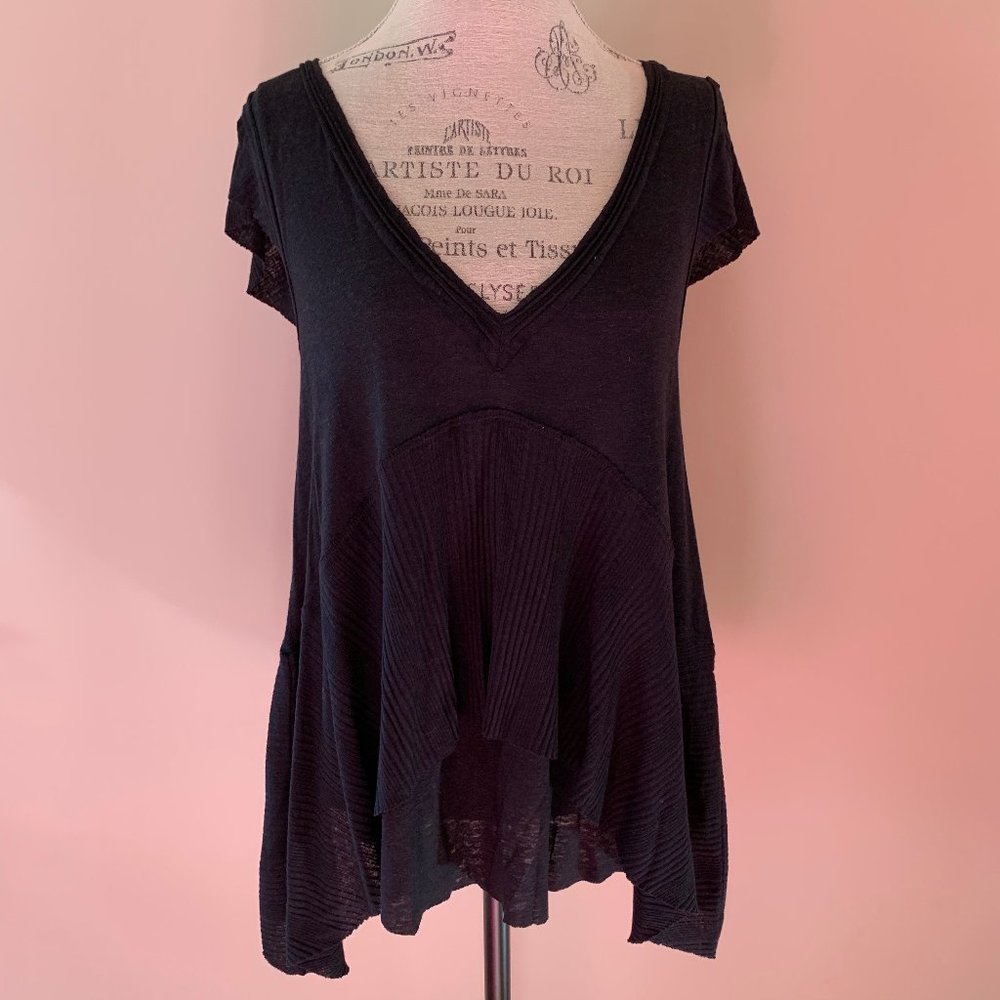 NWT Free People Black V-neck Top Small